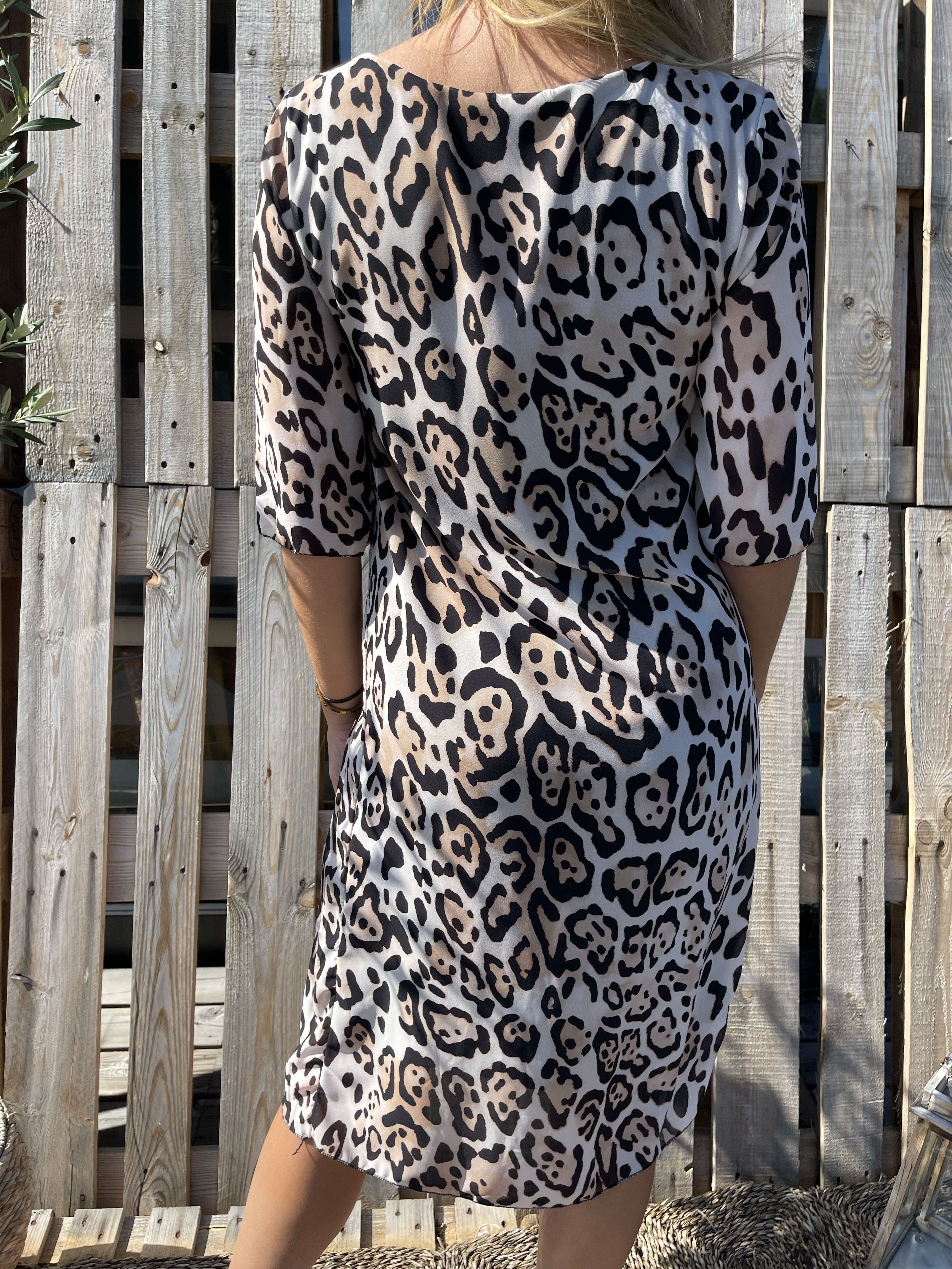 Zion Leo - Plisseret kjole med leopardprint